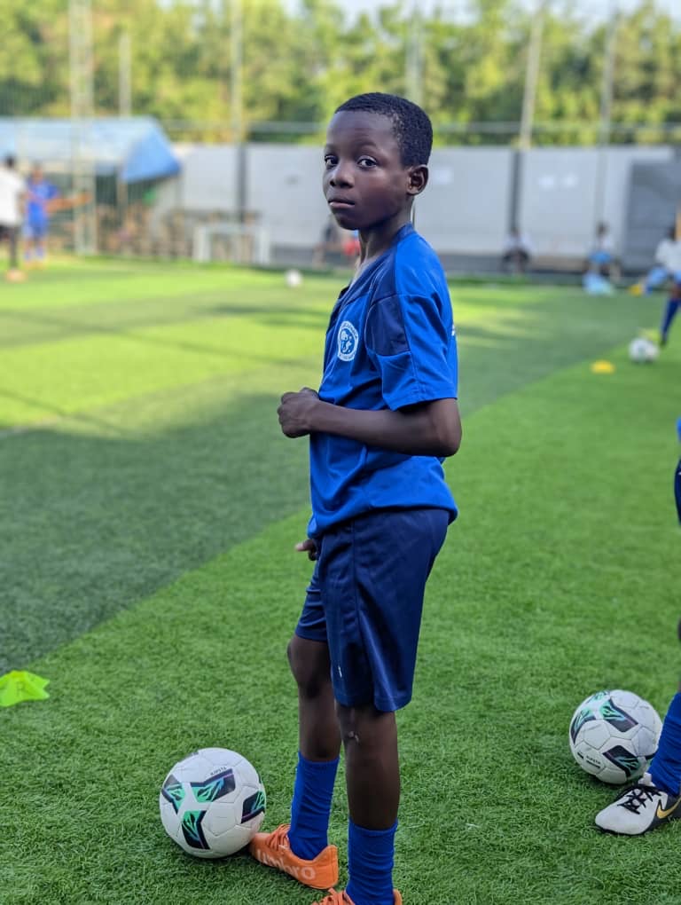 A moment on the training pitch